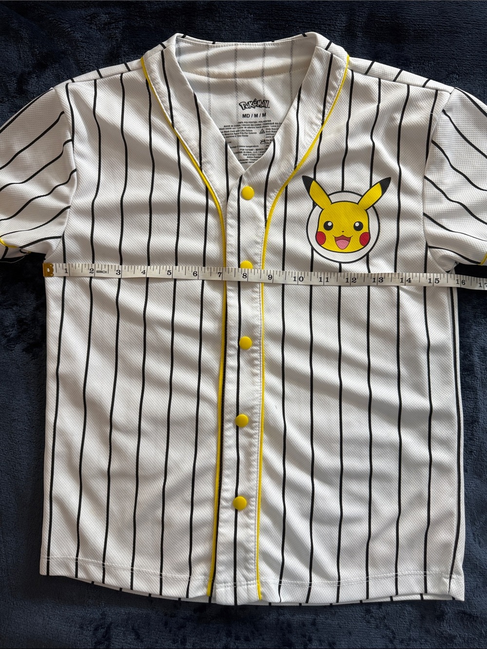 Pokémon Pikachu Striped Baseball Jersey for Kids - White, Black and Yellow - Picture 3 of 6
